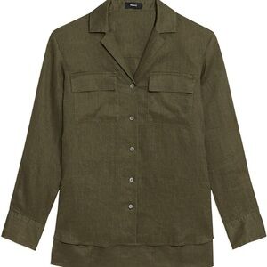 Theory Women’s Olive Linen Shirt - NWOT
